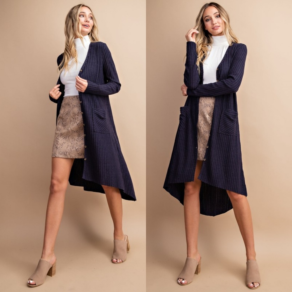 BOGO FREE! Navy ribbed long cardigan - Picture 3 of 8